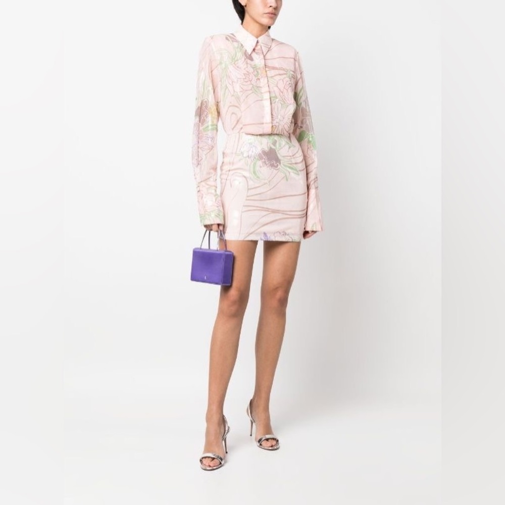 Sabina Musayev Blush and Mint Long Sleeve Dress